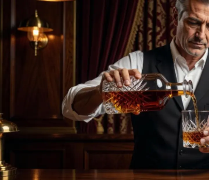 Barman Vecer Niklub při umělecké přípravě signature koktejlu.